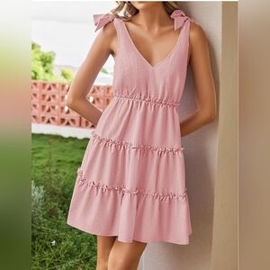 NWT Zessica Tiered Ruffle Tie Shoulder Mini Sun Dress